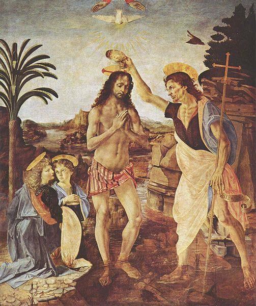 LEONARDO da Vinci The Baptism of Christ Sweden oil painting art